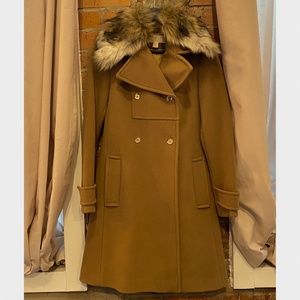 Beige Michael Kors Coat, Removable Faux Fur Collar